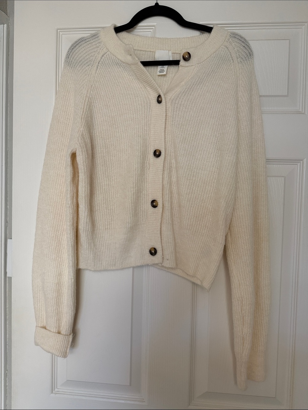 H&M Classic Cream Button-Front Women's Sweater Cardigan